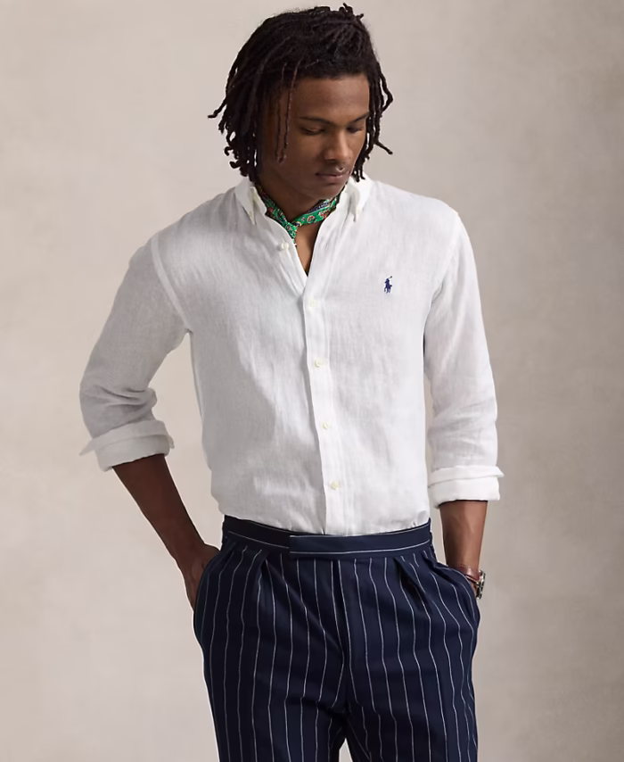 Custom Fit Linen Shirt White